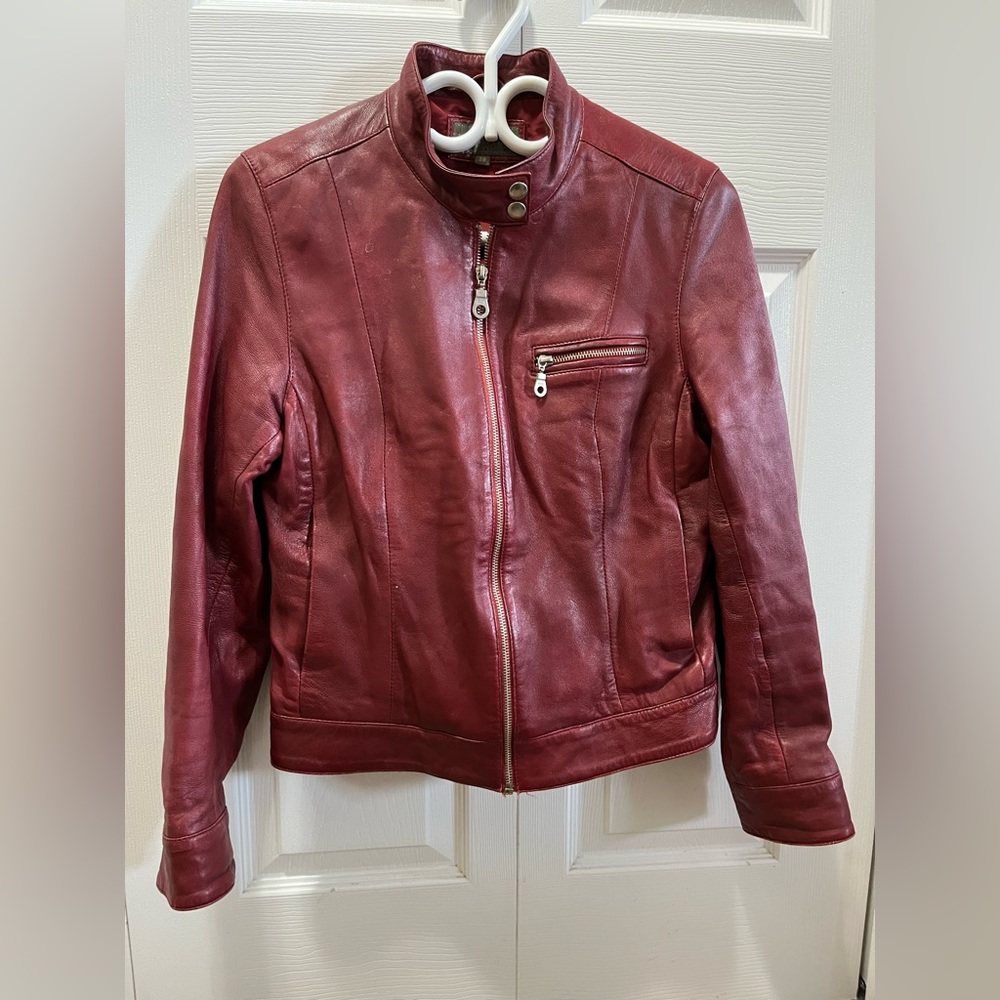 Maroon Red Leather Jacket